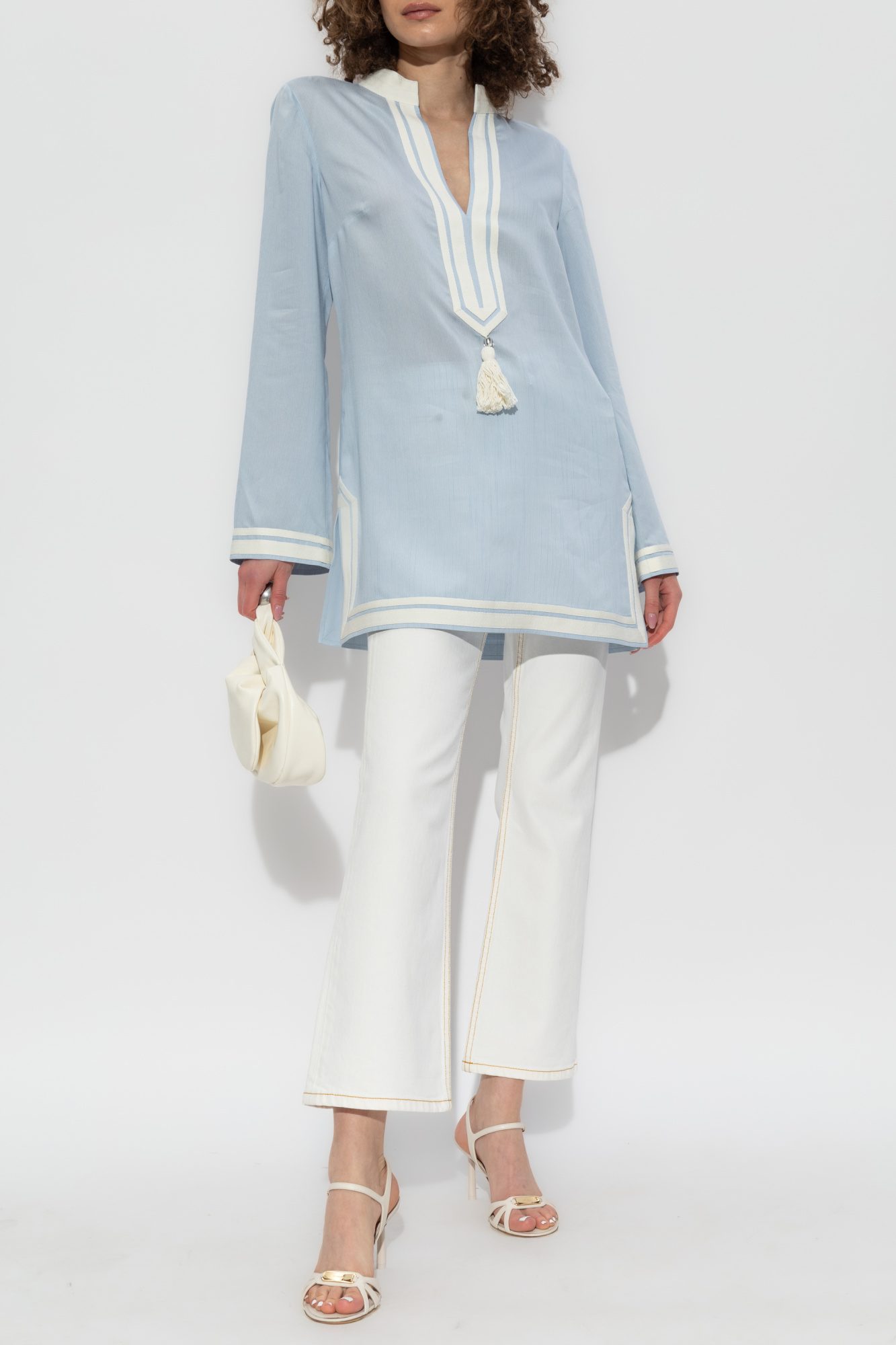 TORY BURCH ワンピース 服 Chain-detail waffle-knit 998339 TORY BURCH Chain-embellished waffle-knit mini dress | NET-A